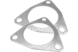 LLII 2PCS Exhaust Gasket 3 Bolt Metal Exhaust Pipe Seal Gasket for Multifunctional Manifold/Header/Muffler/Catalytic Converter/Exhaust Turbo,3 Holes High Temp Exhaust Flange Gasket(3In)