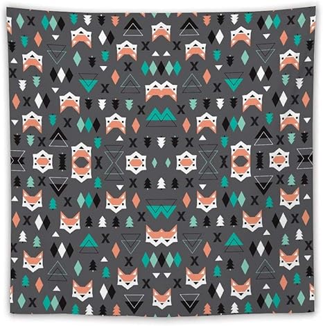 Amazon Co Jp 幾何学的なキツネと松の木のイラストパターン1 タペストリー タペストリー ゆずソフト壁掛け おしゃれ 壁飾り 撮影背景布 ビーチタオル ブランケット ファブリック 壁飾り デザイン プリント 多機能装飾用品 個性ギフト ホーム キッチン