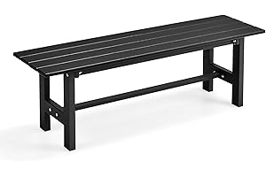 Tangkula 47” Outdoor Garden Bench, 2-Person Patio Park Bench with HDPE Slatted Seat & Metal Frame, 660 LBS Capacity, Rectangu