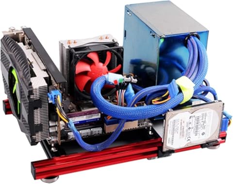 Estuche para computadora de marco abierto de bricolaje, estuche M-ATX de desmontaje de aleación de aluminio 20 * 20, con ranura para tarjeta extendida PCI de 4 piezas, posición de disco duro extendido