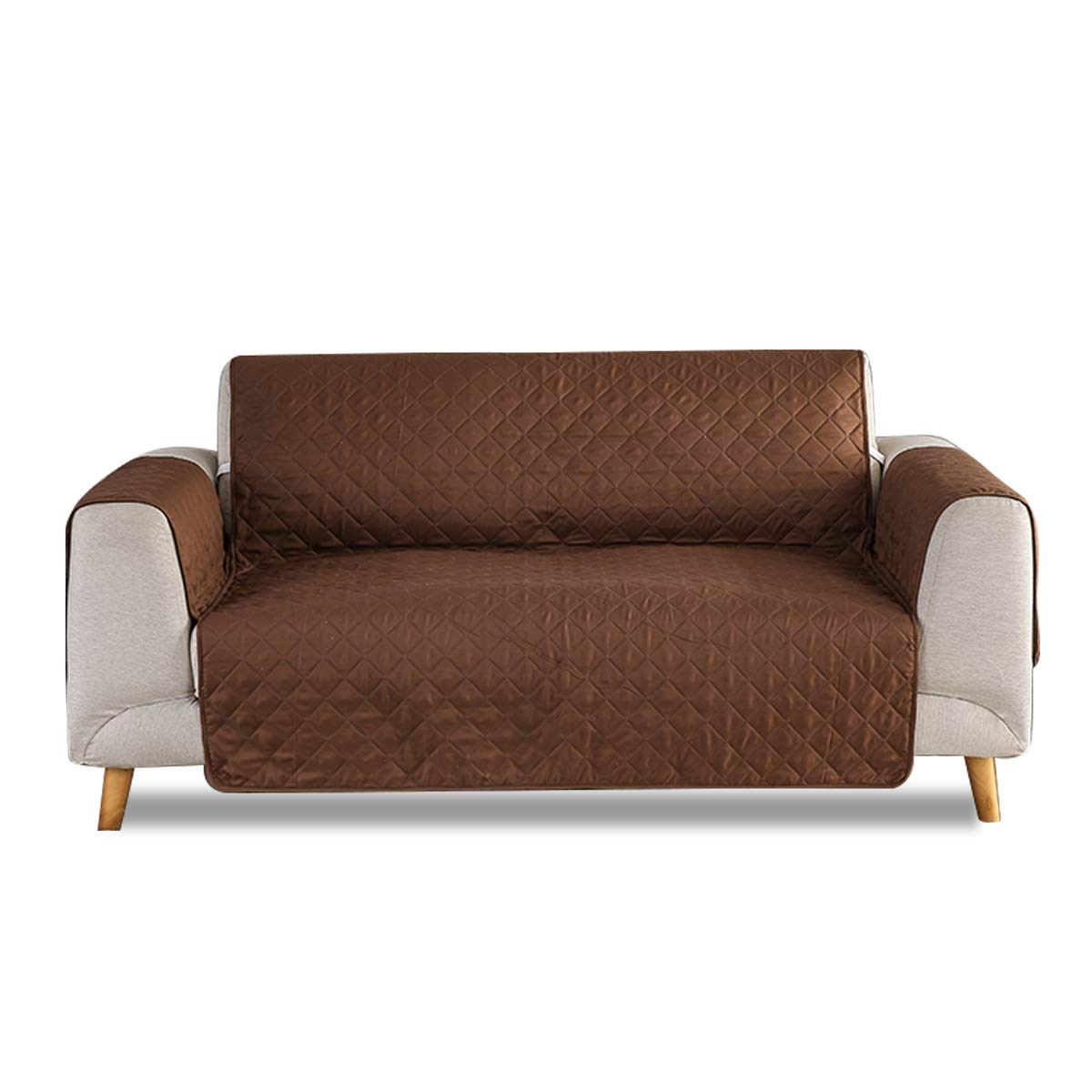 VanderHOME Sofa Slipcovers Quilted Sofa Protector Cover Non-Slip Armchair Covers Prevent Soiling Easy-care Machine Washable Furniture Protector Sofa Cover for Couch Sofa (1 Seater Brown)