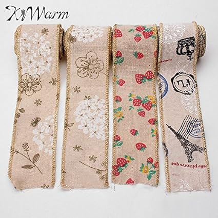 Generic Strawberry 1pcs Burlap Ribbon Peach Blossom Flower Trims