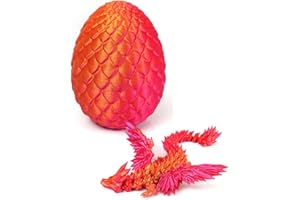 PETBSNVB 3D Printed Dragon with Wings in Egg, Easter Basket Stuffers, Crystal Dragon Surprise in Eggs, Articulated Dragon, Dragon Fidget Toy, Home Office Decor Executive Desk Toy (Laser Red)