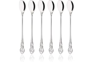 Uniturcky 6 Pieces Long Handle Spoons, 7.2-inch Stainless Steel Ice Tea Spoons, Coffee Stirrers, Ice Cream Spoon, Cocktail St