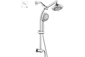 OUGOO Retrofit 2-Way Shower Head Combo, 8-Function Rainfall Shower Head with 9 Setting Handheld Shower Combo, Adjust Slide Ba