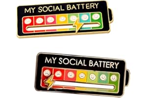 MULLIKE Social Battery Slider Pin Funny Rainbow Mood Brooch Pin for 7 Days A Week Enamel Lapel Pins Jewelry Gift for Women Man Teen 2PCS