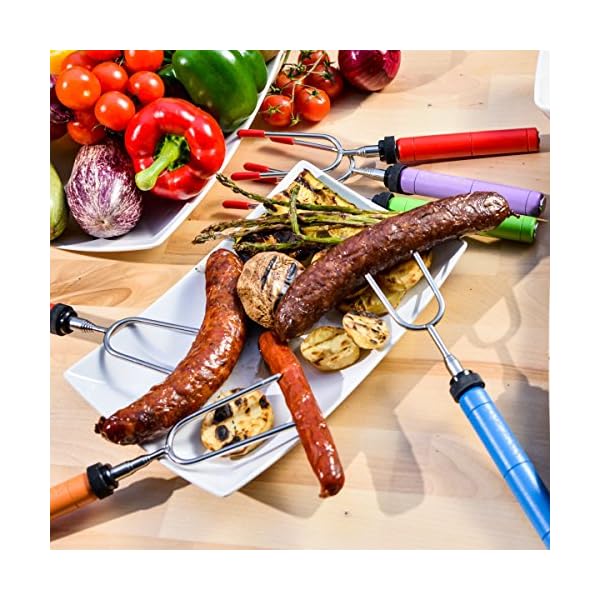 Marshmallow-Roasting-Sticks-kit-Telescoping-Stainless-Steel-Cookware-Set-Forks-for-Smores–Best-Camping-Accessories-for-Kids-over-campfire-Hot-Dog-Fire-Pit-Cooking-BONUS-Bag-10-Bamboo-skewers