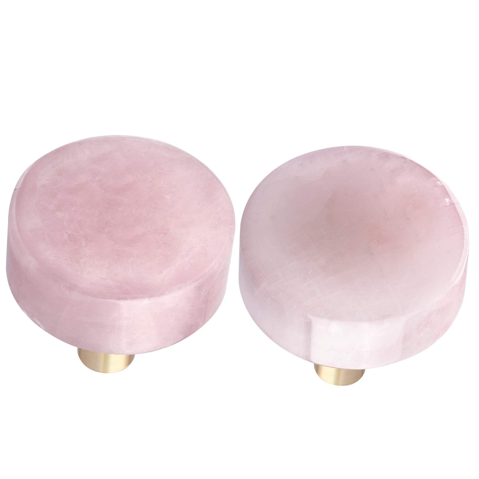 rockcloud Pack of 2 Natural Crystal Stone Rose Quartz Drawer Knobs Pull Handle Cupboard Dresser Door Pull with Screws Home Decorative Furniture Hardware