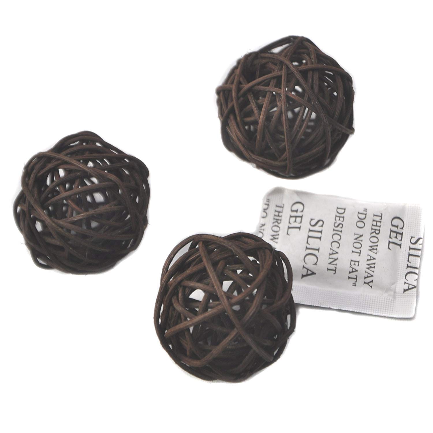 Ougual Natural Wicker Rattan Balls Table Wedding Party Hanging Wobble Ball Christmas Decoration (6cm, 10pcs, Dark Brown)