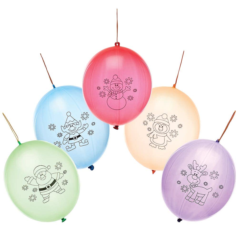 Baker Ross FX384 Christmas Punching Balloons - Pack of 10, Christmas Party Bag Filler for Kids, Kids Xmas Balloon, Festive Party Favour