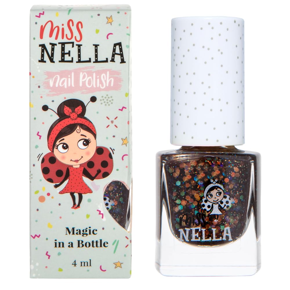 Miss Nella SECRET DIARY – Safe glitter Nail Polish for Kids, Non-Toxic & Odour Free Formula for Children and Toddlers, Natural Water Based for Easy Peel Off