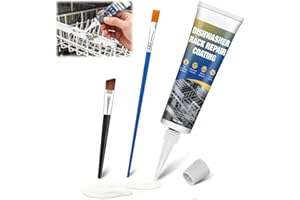 OverZyn Dishwasher Rack Repair Coating, Dishwasher Rack Repair with Pointed Tip and Brush Precision Repair Long-Lasting Durability Safe Formula High and Low Temperature Resistant Waterproof, White