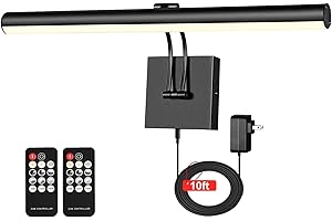 NEWREACH 16.53" Plug-in LED Picture Light with Remote, Dimmable Painting Frame Light with3000K, 980LM, CRI95, Book Light for Home Wall Art Mirrow, Black