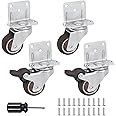 Side Mount Casters Set of 4 with Brake,1.5inch L-Shape TPR Plate Casters,Small Wheels for Furniture Wheels, Baby Bed, Suitcase, Cabinet Wheels, Table Casters, Loading Capacity 200 Lbs (1.5” L-Shape)