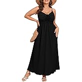 SHESTARR Women's Plus Size Summer Dress Spaghetti Strap Sleeveless Sweetheart Neck Swing A Line Maxi Long Dress