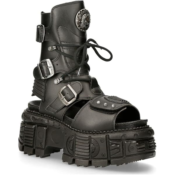 Amazon.com | New Rock M-NEWMILI083-S21 Men's Metallic Combat Boots