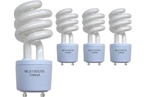 Dameiol MLS13GU35 Light Bulb,13W Spiral Bulb Replacement for Panasonic VQL5 Exhaust Fans,Tapered Design,GU35 Temp-4Pack