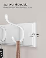 SONGMICS Set of 2 Wall Coat Racks with 16 Hooks White LHR232W01 view 4