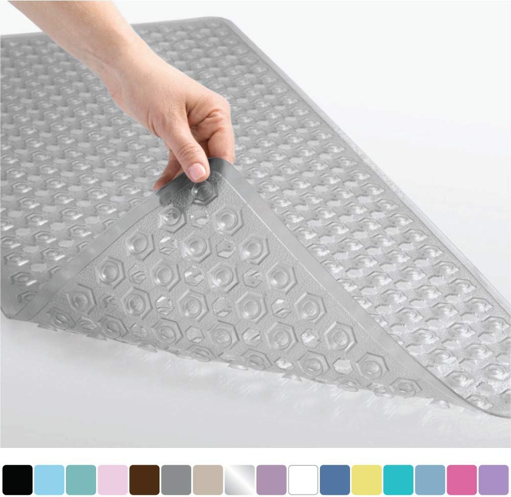 Gorilla Grip Original Patented Bath, Shower, Tub Mat, 35x16, Machine Washable, Antibacterial, BPA, Latex, Phthalate Free, Bathtub Mats with Drain Holes, Suction Cups, XL Size Bathroom Mats, Gray: Home & Kitchen