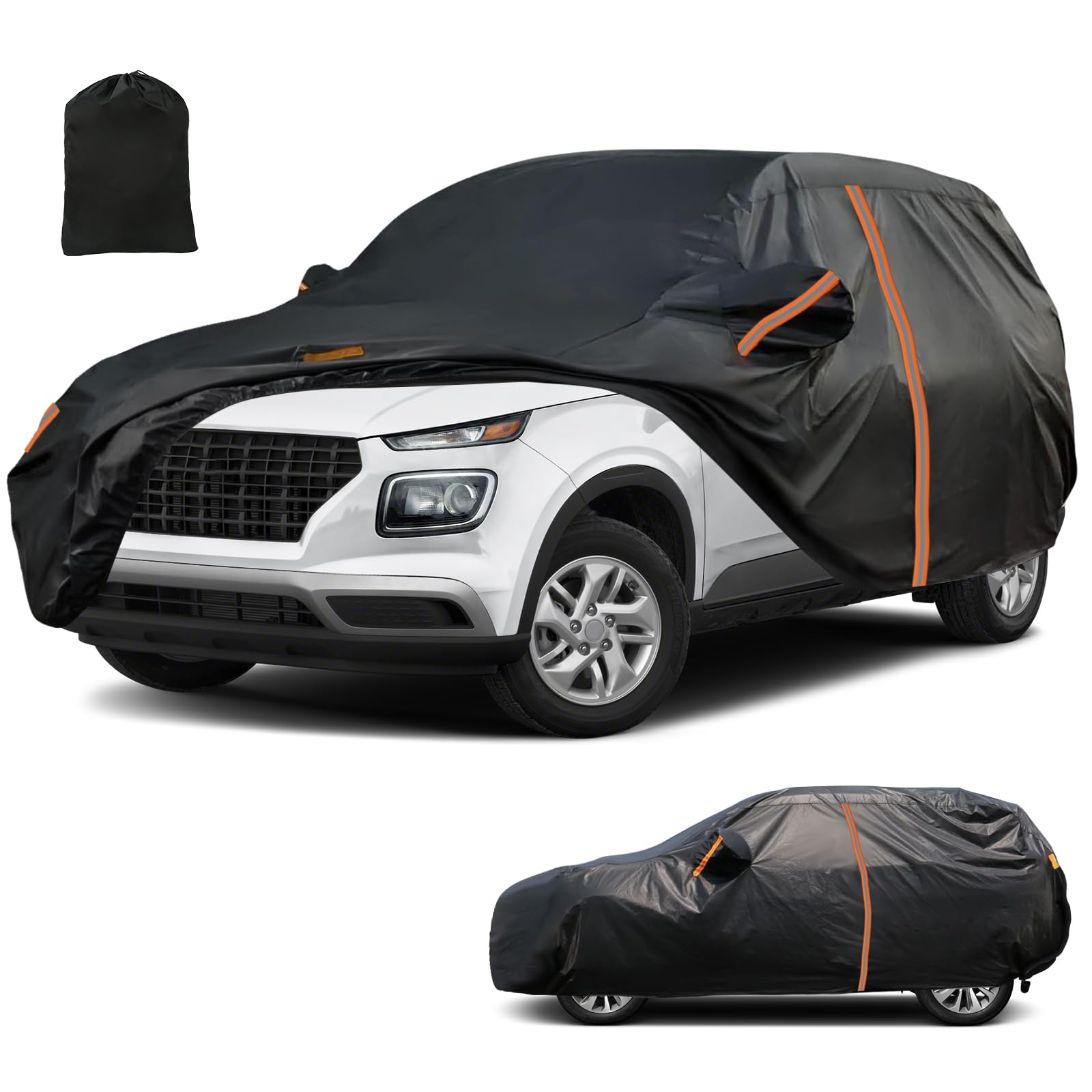 Photo 1 of Waterproof SUV Car Cover Custom Fit for 2020-2025 Hyundai Venue, All Weather Outdoor SUV Car Covers with Zipper Door, Windproof Bands Cover,Reflective Strip for Snow Rain Dust Cover,Sun UV Protection