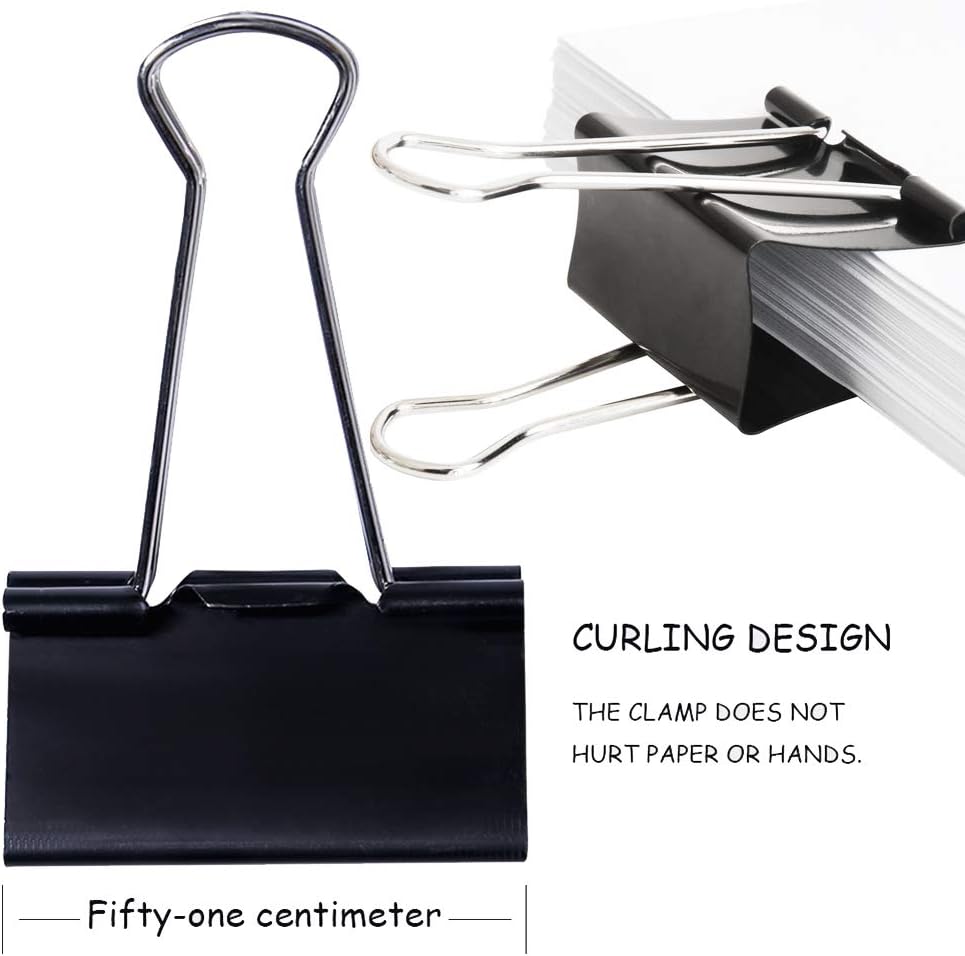 24 Packs Extra Large Binder Clips, 2 Inch Big Paper Clamps for Office, School and Home Supplies, Black : Office Products