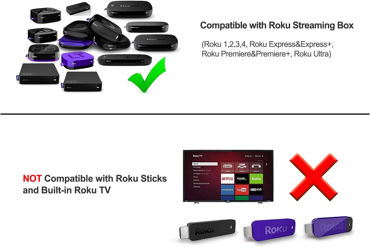 Universal IR Remote Replacement for Roku Streaming Player with 13 Extra Learning Buttons to Control TV Soundbar Receiver All in One (for Roku 1 2 3 4 Premier+ Express+ Ultra,NOT for Roku Stick): Home Audio & Theater