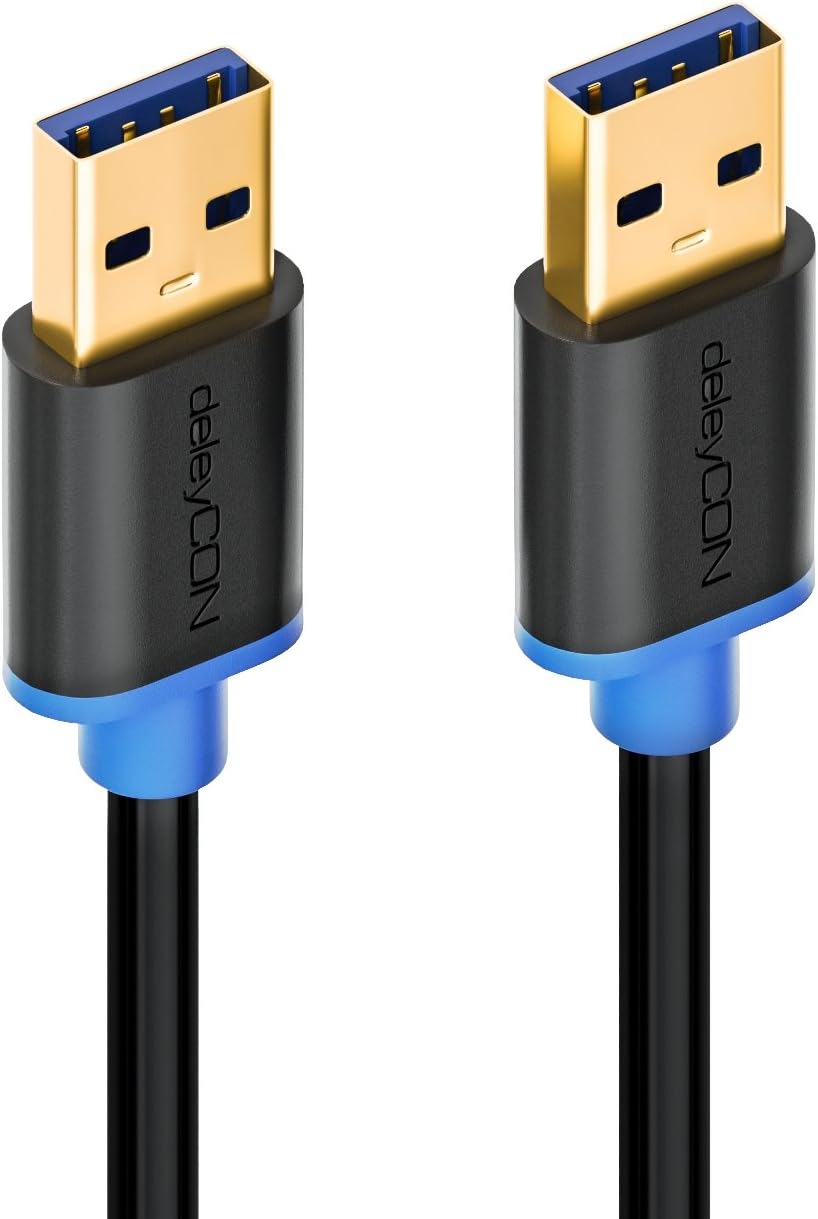 deleyCON 0.5m (1.64 ft.) USB 3.0 Super Speed Data Cable - USB A (Male) to USB A (Male) Transfer Rates up to 5Gbit/s - Black - Image 4