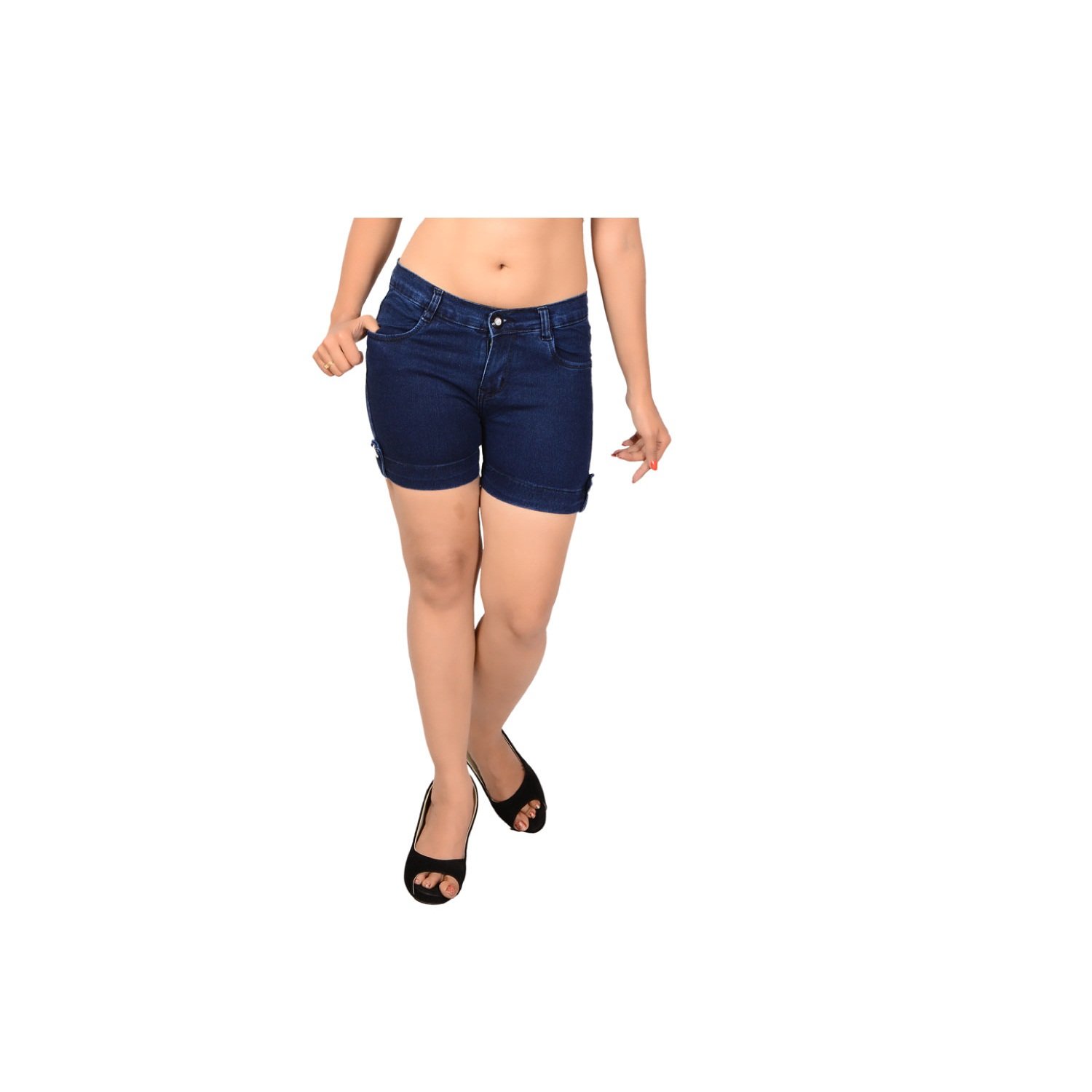 ganga basic denim shorts for women
