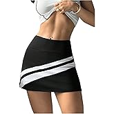 MakeMeChic Women's Striped Tennis Golf Skirt A Line Athletic Skirts Skorts with Pocket