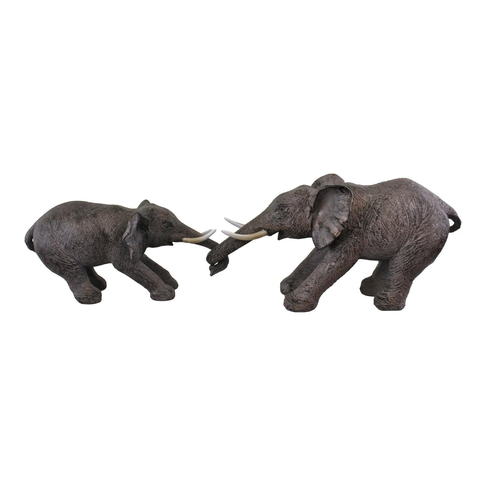 Caths Direct Set of 2 Elephant Figurines Pulling with Their Trunks Linked