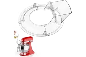 GVODE Pouring Shield for KitchenAid Mixer, Compatible with KitchenAid 4.5-5 QT Tilt-Head Stand Mixers, Detachable Body with Flip-top Feed-inlet Lid, Fits Stainless-Steel, Glass, and Ceramic Bowls.