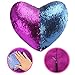 Tomus-UNI Mermaid Sequin Pillow with Insert, 13''X15'' Heart Magic Reversible Sequins Cushion for Home Decor(Blue/Purple)