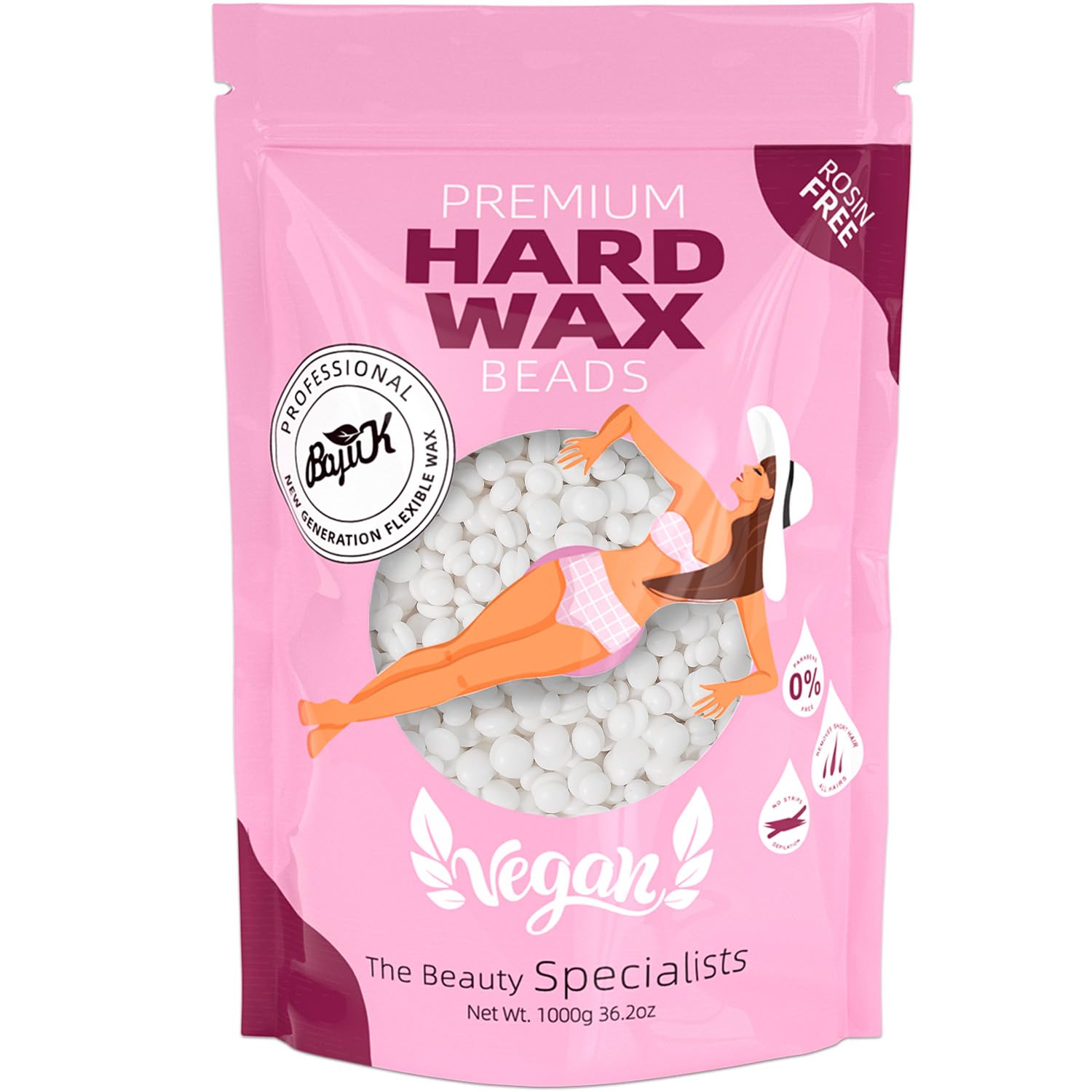 Wax Beads, BOYUJK Professional Hard Wax Beads for Full Body, Facial And Legs, Painless Gentle Hair Removal Wax Beads for Women and Men (1kg, White)