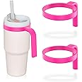 Handle For Stanley 14oz Quencher H2.0 FlowState Tumbler, Stanley Cup Accessories 14 oz, Stanley Tumbler Handle Attachment, Anti Slip, Car Cup Holder Friendly, Improved Grip, Pack of 2(Hot Pink, 14oz)