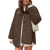 Flygo Women's Oversized Quilted Lightweight Jacket Button Down Puffer Padded Outerwear with Pocket
