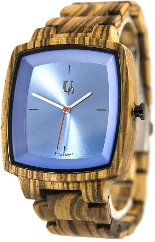 Wood watch with blue face Clearance