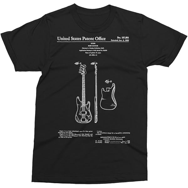 Amazon.com: Fender Telecaster Patent - Music, Guitar T-Shirt