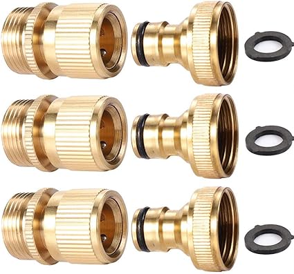 Amazon Com 3sets Garden Hose Quick Connect 3 4 Inch Ght Brass Easy Connector Fitting Quick Disconnect Hose Fittings Male And Female 3pair Garden Outdoor