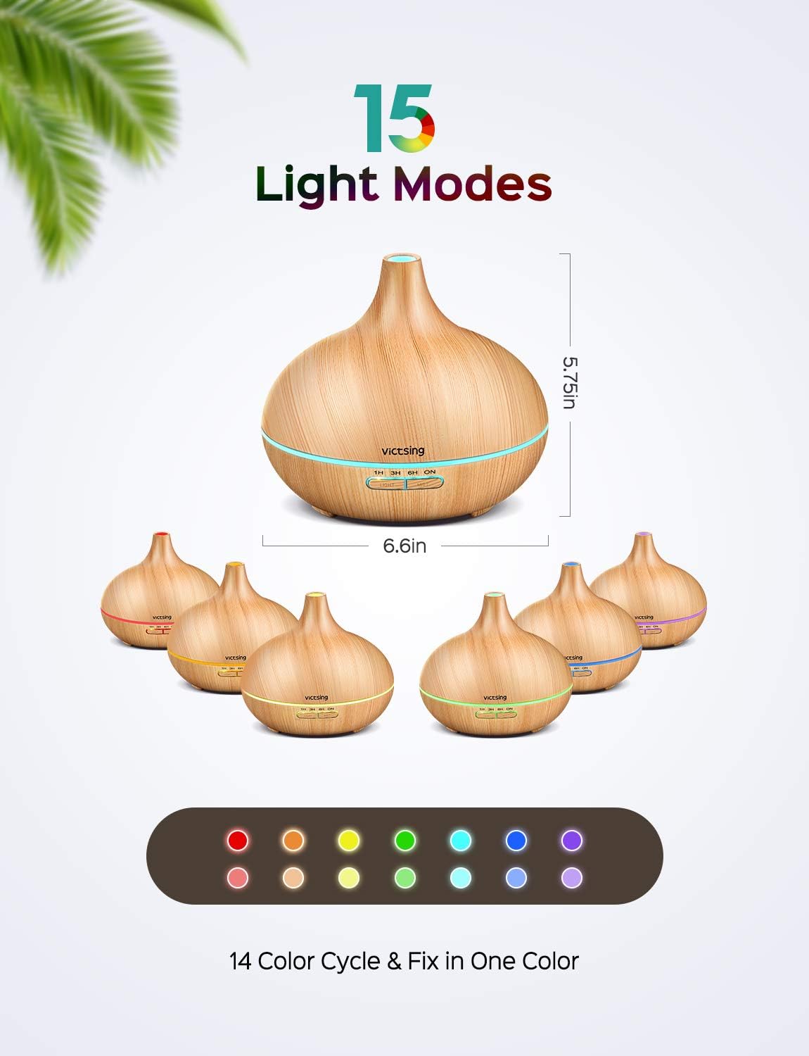 VicTsing Essential Oil Diffuser, 300ml Oil Diffuser with 7 Color Lights and 4 Timer, Aromatherapy Diffuser with Auto Shut-off Function, Cool Mist Humidifier BPA-Free for Bedroom Home: Home & Kitchen