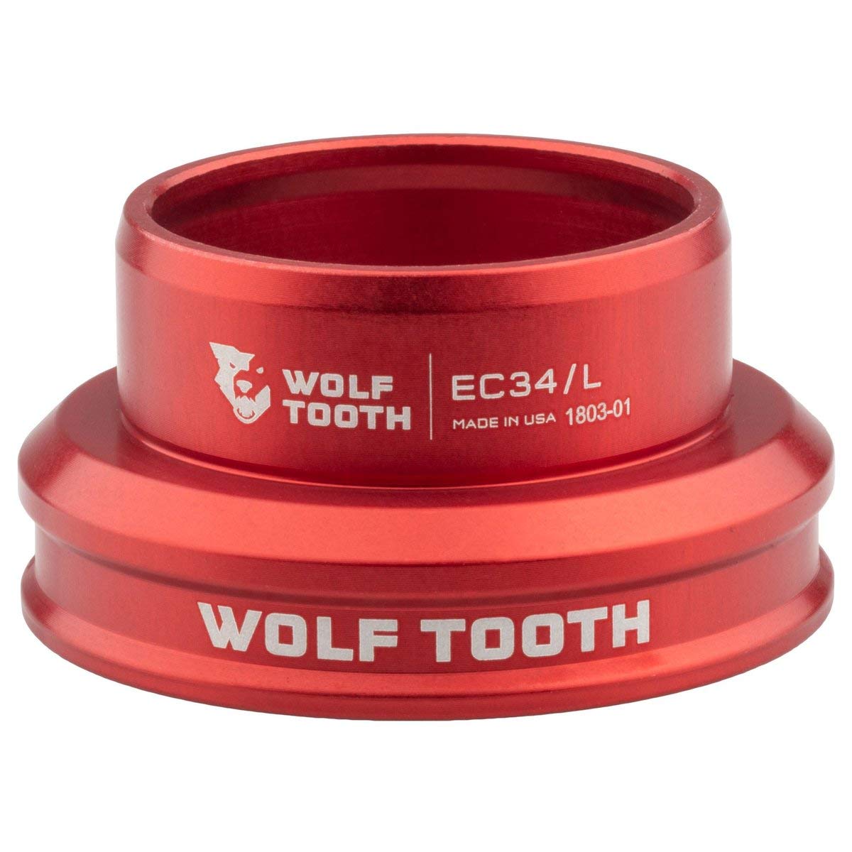 Wolf Tooth Performance EC34/30 Lower Headset Red | Lightweight Aluminium Headset Stainless Steel Bearings Wide Colour Range