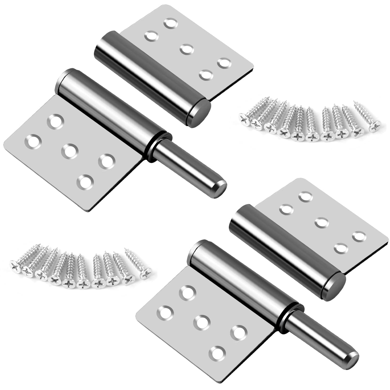 Pack of 2 304 Stainless Steel Door Hinges 360 Degree Flag Hinges Screw-On Hinge Foldable for Unfolded Wooden Doors and Interior Doors Screw-On Hinge Load Capacity up to 80 kg Room Door and Garden Gate
