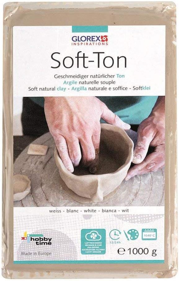Glorex Soft Clay Terracotta 2500 g Air-Hardening or Flammable, clay, White, 1000 g
