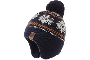 LMLALML Boys Winter Hat Earflap Knitted Beanie for Kids Warm Fleece Lined Thicken Hat for Baby