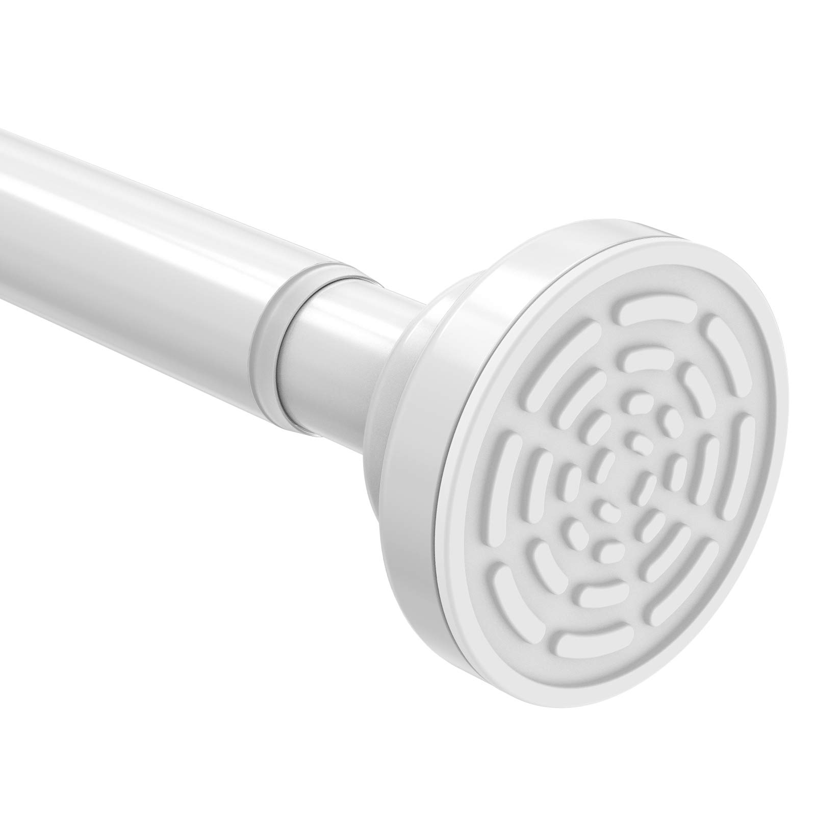 TEECK Shower Curtain Rod, 48-85 inch Adjustable Tension Spring, Shower Curtain Rod Tension, Premium Stainless Steel, Anti-Slip, No Drilling, No Rust, for Bathroom, White, Easy to use