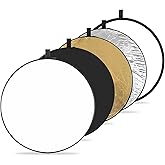 K&F Concept 5-in-1 Light Reflector 43"(110cm) Photography Diffuser Collapsible Portable for Studio and Outdoor Lighting Gold 