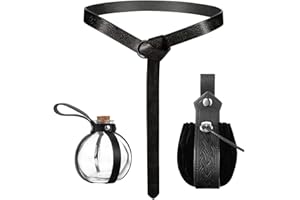 LONGJUNJUNFASHION 3 Pcs Medieval Viking Belt Leather Belt Pouch Cork Potion Bottle Medieval Bag Renaissance Belt Halloween Accessories