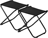 Harbour Housewares Folding Stool Black Pack of 2 Compact Portable Canvas Seat