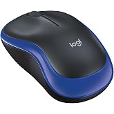 Logitech M185 Compact Ambidextrous Wireless Mouse with Rubber Grips - Blue | Ambidextrous mouse with 2.4 GHz USB-A Nano Receiver, Optical Tracking, 12-Months Battery Life, PC, Mac, Laptop compatible