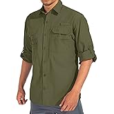 Men's Sun Protection Fishing Shirts Long Sleeve Travel UPF 50+ UV Quick Dry Cooling Safari Camping Hiking Button Down Shirts