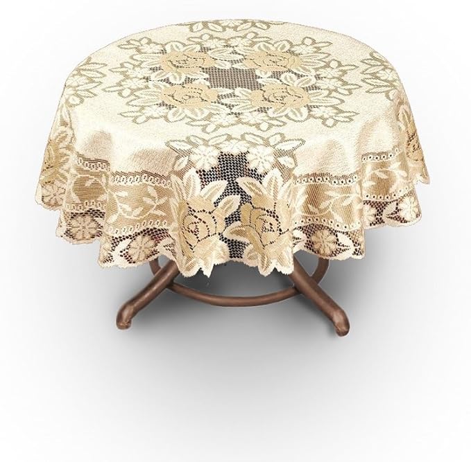 Tablecloth Round lace Cream/Dark Gold New Ø120 (47") Elegant Gift